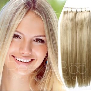 100% REMY Tape In Hair Extensions 20" Ash Blonde